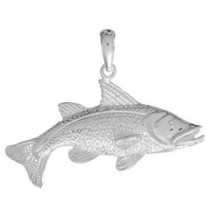 925 Sterling Silver 2D Red Fish Wave Pattern Charm